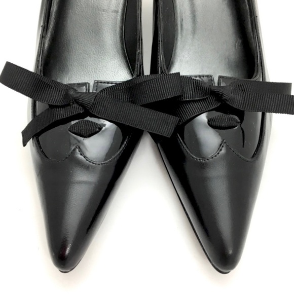 STUART Weitzman Patent Leather Pointed toe Low Heel Pumps In Black - Picture 3 of 8